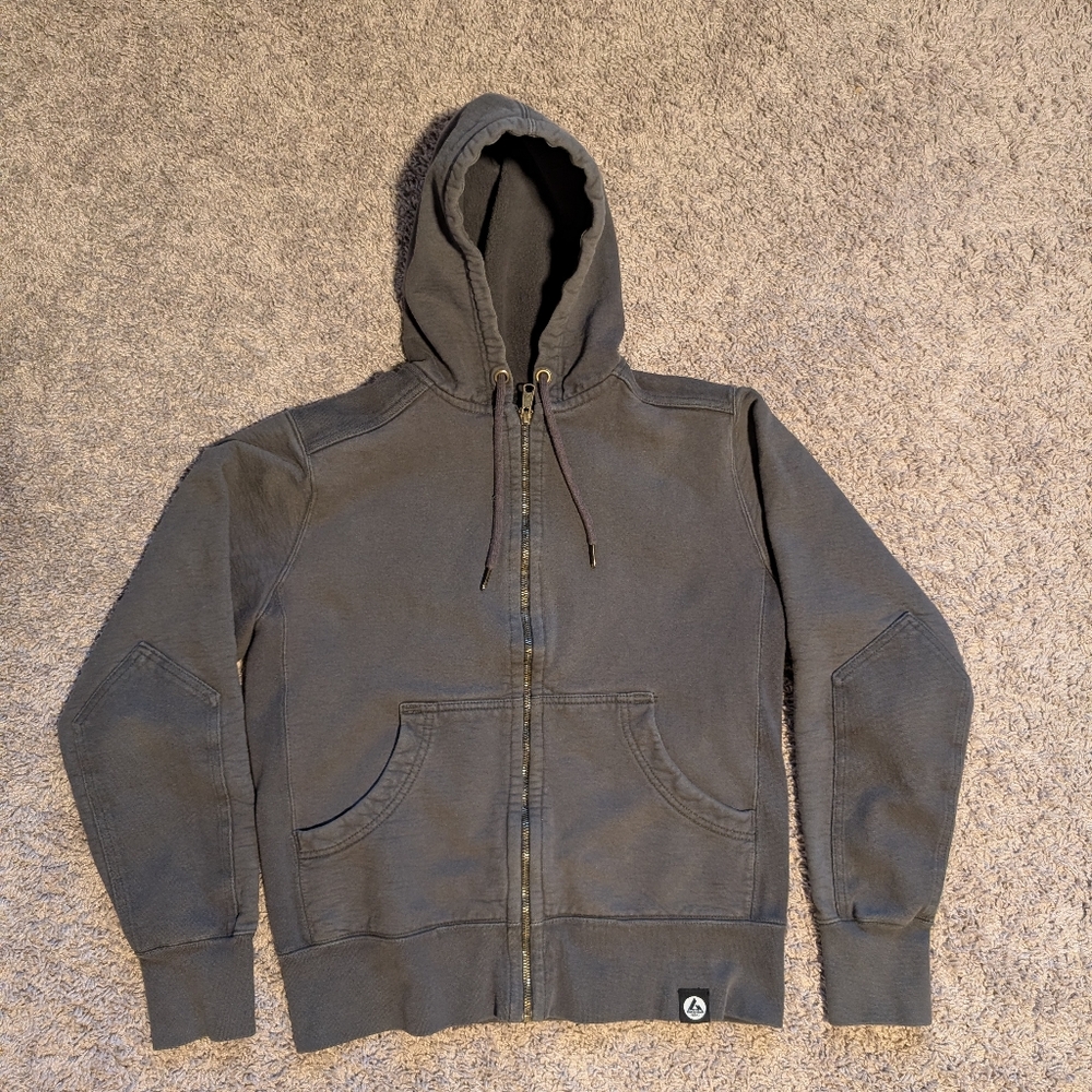 American Giant Men's Small Charcoal Gray Classic Full-Zip Hoodie Gently Aged